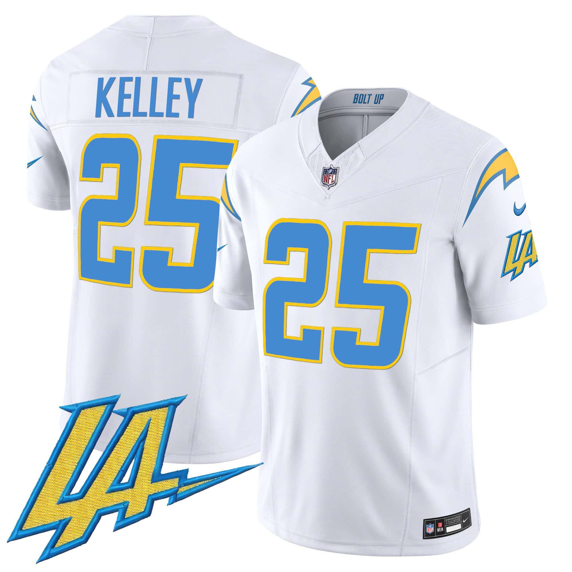 Men Los Angeles Chargers #25 Kelley White 2024 Nike Vapor Limited NFL Jersey